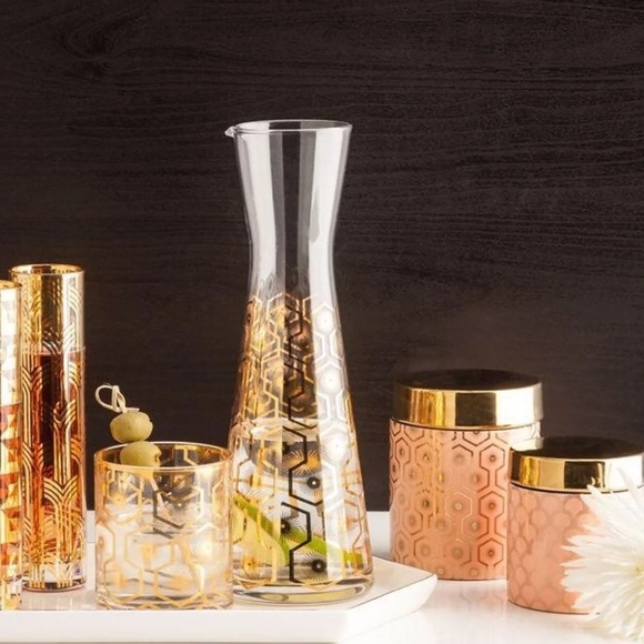 Rozanna Jazz Age Vessel Storage Ceramic Container Pink & Gold New - Picture 6 of 6